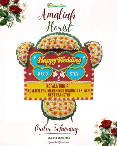 Karangan Papan Bunga Pernikahan di Pakujaya
